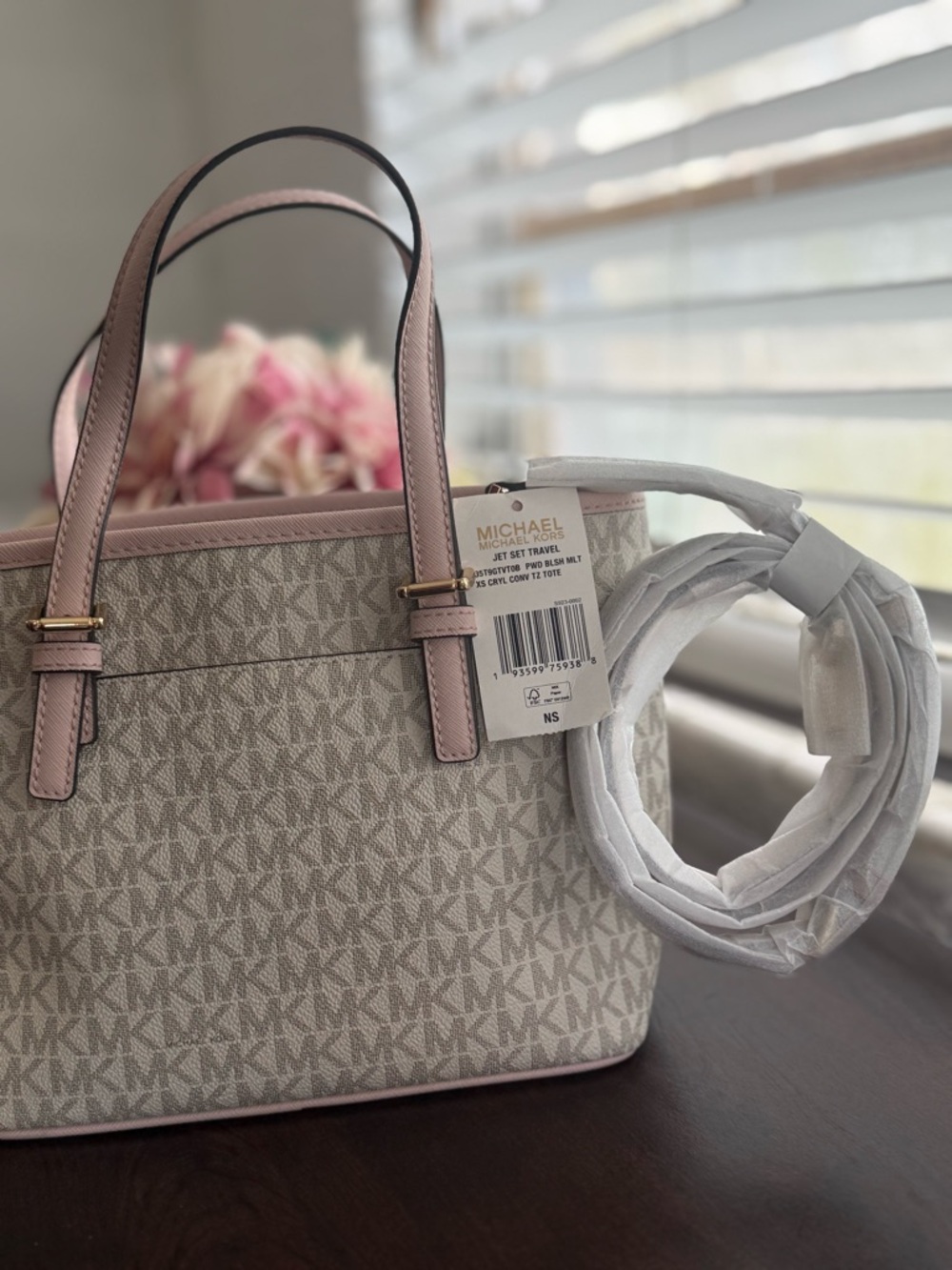 Michael Kors Pink MK Signature Canvas Tote with Gold Hardware - Picture 4 of 6
